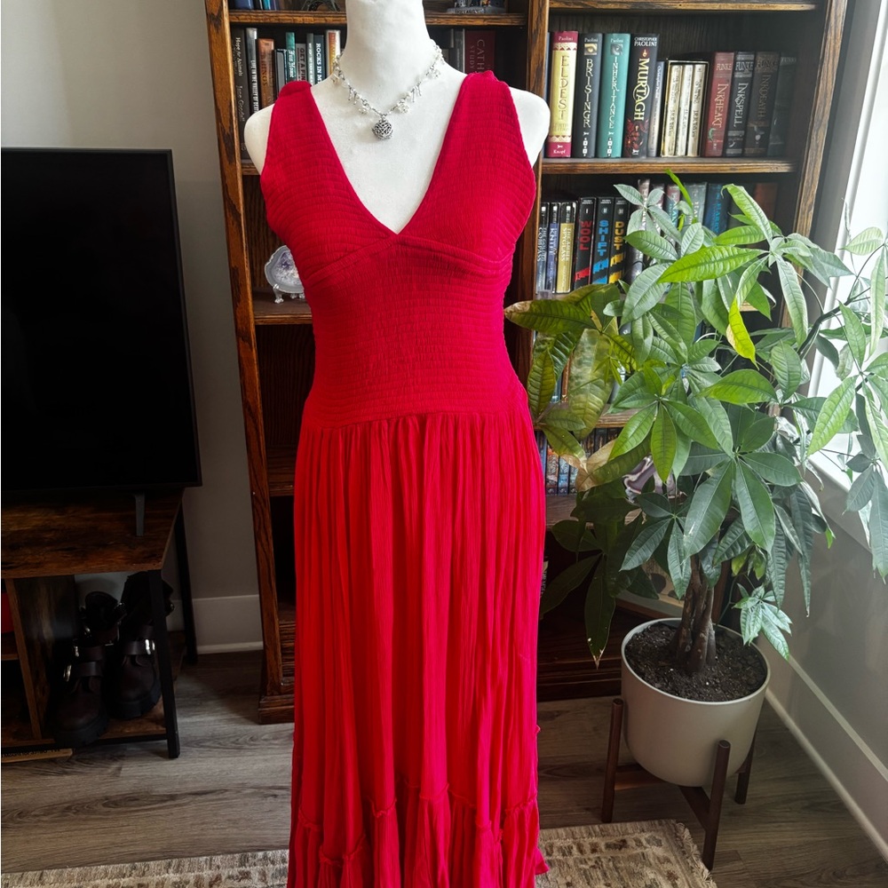 Free People Bright pink Sleeveless V‑Neck Maxi Dress